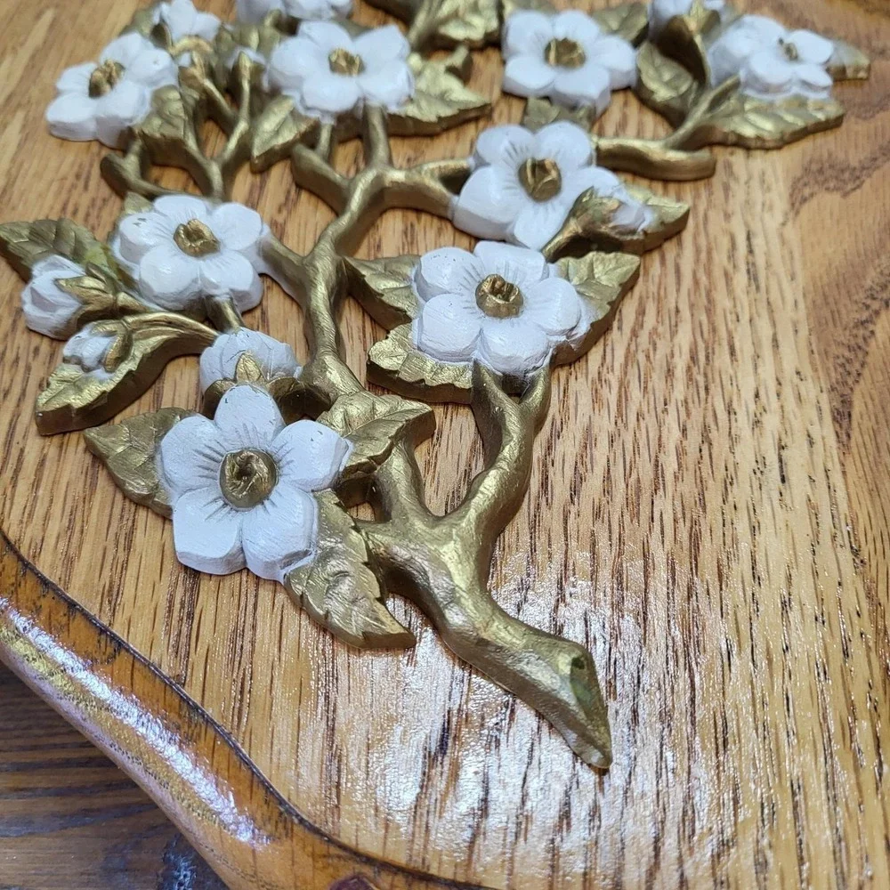 Pair VTG Burwood Dogwood Branch Wall Hangkng Decor Floral Set 1986 Made In USA